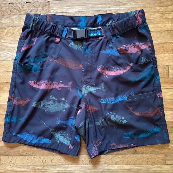 Kavu Shorts Mens Small Belted Outdoor Fish Hiking Trail Casual Summer‎ Quick Dry - Picture 4 of 10